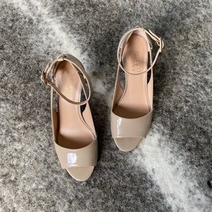 Franco Sarto Nude Patent Ankle Strap Heel Sz. 6